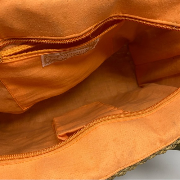Cappelli Orange Straw Woven Bag With Wooden Handles HOST PICK!!!! - Picture 7 of 11